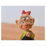 Lot of (2) Vintage Norwegian Troll theme Hand carved Wood Figurines by Henning (Norway) Woman 6", Man 6"
