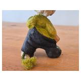 Lot of (2) Vintage Norwegian Troll theme Hand carved Wood Figurines by Henning (Norway) Woman 6", Man 6"