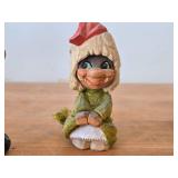 Lot of (2) Vintage Norwegian Troll theme Hand carved Wood Figurines by Henning (Norway) Woman 6", Man 6"