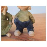 Lot of (2) Vintage Norwegian Troll theme Hand carved Wood Figurines by Henning (Norway) Woman 6", Man 6"