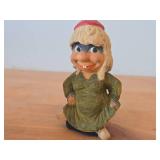 Lot of (2) Vintage Norwegian Troll theme Hand carved Wood Figurines by Henning (Norway) Woman 6", Man 6"