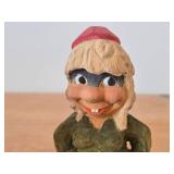 Lot of (2) Vintage Norwegian Troll theme Hand carved Wood Figurines by Henning (Norway) Woman 6", Man 6"