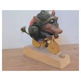 Vintage Norwegian Troll theme Hand carved Hand painted Wood Figurine (Signed) by Henning (Norway)