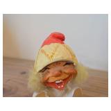 Vintage 3 3/4" Troll Gnome Snowflake theme Hand carved Wood Figurine (Norway)