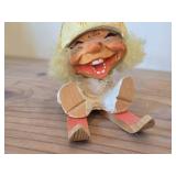 Vintage 3 3/4" Troll Gnome Snowflake theme Hand carved Wood Figurine (Norway)