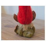 Vintage 10 1/4" Gnome Troll with Red Pointy Hat theme Hand carved Wood Figurine by Henning (Norway)