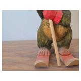Vintage 7 1/2" Norwegian Troll Skiing theme Hand carved Wood Figurine by Henning (Norway)