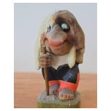 Vintage 7 1/2" Troll theme Hand carved Wood Figurine / Norwegian Folk Art style
