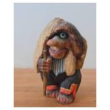 Vintage 6 1/2" Troll theme Hand carved Wood Figurine / Norwegian Folk Art style