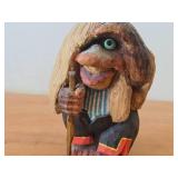 Vintage 6 1/2" Troll theme Hand carved Wood Figurine / Norwegian Folk Art style