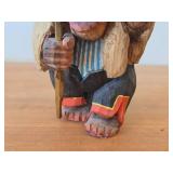 Vintage 6 1/2" Troll theme Hand carved Wood Figurine / Norwegian Folk Art style