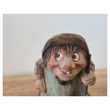 Vintage 4" Norwegian Troll theme Hand carved Wood Figurine / Folk Art style
