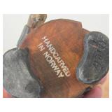 Vintage Old Lady theme Hand carved Hand painted Wood Figurine by Ole Oien (Signed)