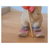 Vintage 7 1/2" Norwegian Troll Skiing theme Hand carved Wood Figurine by Henning (Norway)