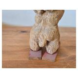 Vintage 7 1/2" Norwegian Troll Skiing theme Hand carved Wood Figurine by Henning (Norway)