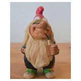 Vintage 6" Norwegian Nisse Troll theme Hand carved Wood Figurine by Henning (Norway)