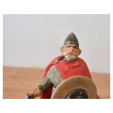 Vintage 6" Viking Warrior theme Hand carved Wood Figurine by Henning Engelsen (Norway)