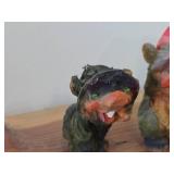 Lot of (3) Vintage Troll theme Hand carved Wood Figurines by Henning (Norway) / Folk Art style