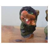 Lot of (3) Vintage Troll theme Hand carved Wood Figurines by Henning (Norway) / Folk Art style