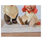Vintage Sami Man and Woman (Laughing Boy and Girl) theme Hand carved Hand painted Wood Figurine by Henning (Norway)