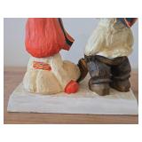Vintage Sami Man and Woman (Laughing Boy and Girl) theme Hand carved Hand painted Wood Figurine by Henning (Norway)