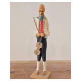 Vintage 9 1/4" Musician with Hardinger Fiddle theme Hand carved Wood Figurine (Norway) / Scandinavian Folk Art style / #857