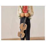 Vintage 9 1/4" Musician with Hardinger Fiddle theme Hand carved Wood Figurine (Norway) / Scandinavian Folk Art style / #857