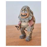 Vintage 6 3/4" Norwegian Troll theme Hand carved Wood Figurine by MLH (on bottom) (Signed) by Henning (Norway) / Folk Art style