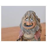 Vintage 6 3/4" Norwegian Troll theme Hand carved Wood Figurine by MLH (on bottom) (Signed) by Henning (Norway) / Folk Art style