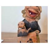 Vintage 7 1/2" Peasant Woman with Tea Kettle Troll theme Hand carved Wood Figurine by Henning Engelsen (Norway)