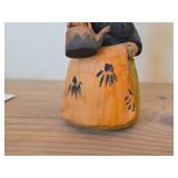 Vintage 7 1/2" Peasant Woman with Tea Kettle Troll theme Hand carved Wood Figurine by Henning Engelsen (Norway)