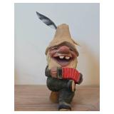 Vintage Musician Troll theme Hand carved Wood Figurine by Henning (Norway)