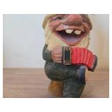 Vintage Musician Troll theme Hand carved Wood Figurine by Henning (Norway)