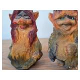 Lot of (2) Vintage 5 1/2" Troll Couple theme Hand carved Wood Figurines by Henning (Norway)
