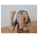 Vintage 9" Troll theme Hand carved Wood Figurine (Signed) by Asbjorn Raanaa / Norwegian Folk Art style