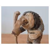 Vintage 9" Troll theme Hand carved Wood Figurine (Signed) by Asbjorn Raanaa / Norwegian Folk Art style