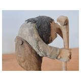 Vintage 9" Troll theme Hand carved Wood Figurine (Signed) by Asbjorn Raanaa / Norwegian Folk Art style