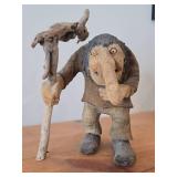 Vintage 14 1/2" Troll theme Hand carved Wood Figurine (Signed) by Asbjorn Raanaa / Authentic Norwegian Folk Art style