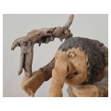 Vintage 14 1/2" Troll theme Hand carved Wood Figurine (Signed) by Asbjorn Raanaa / Authentic Norwegian Folk Art style