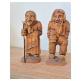 Lot of (2) Vintage 7" Hand carved Wood Figurines