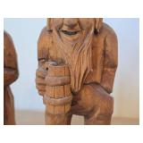 Lot of (2) Vintage 7" Hand carved Wood Figurines