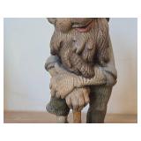 Vintage 8 3/4" Gnome theme Hand carved Hand painted Wood Figurine