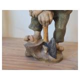 Vintage 8 3/4" Gnome theme Hand carved Hand painted Wood Figurine