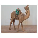 Vintage Camel with Hand-stitched Saddle Blanket theme Hand carved Wood Figurine