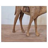 Vintage Camel with Hand-stitched Saddle Blanket theme Hand carved Wood Figurine