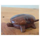 Lot of (3) Vintage Items - Handcrafted Wooden Turtle theme Trinket Box, Hand carved Wooden Cat Bookshelf Décor Signed by Judy, Hand carved Hand painted Wooden Crow theme Letter Holder