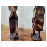 Lot of (2) Vintage African theme Handcrafted Wood Carving Sculptured Figurines