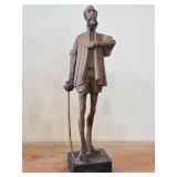Vintage 14" Don Quixote theme Hand carved Wood Figurine by Ouro Artesania (Spain)
