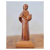 9 1/2" Woman Carrying a Jug theme Hand carved Wood Figurine