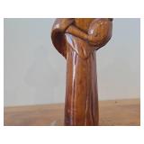 9 1/2" Woman Carrying a Jug theme Hand carved Wood Figurine